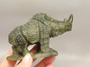Rhinoceros Figurine Labradorite Hand Carved Stone Animal #O100