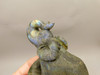 Elephant Carving Figurine Labradorite Carved Stone Animal #O171
