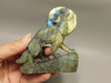 Howling Wolf Moon Figurine Labradorite 3.7 inch Coyote Carving #O302
