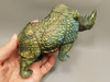 Rhinoceros Figurine Labradorite Hand Carved Stone 6.25 inch #O130