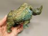 Rhinoceros Figurine Labradorite Hand Carved Stone 6.25 inch #O130