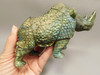 Rhinoceros Figurine Labradorite Hand Carved Stone 6.25 inch #O130