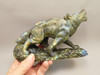Wolf Figurine Labradorite Stone Animal 7 inch Coyote Carving #O492