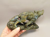 Wolf Figurine Labradorite Stone Animal 7 inch Coyote Carving #O492