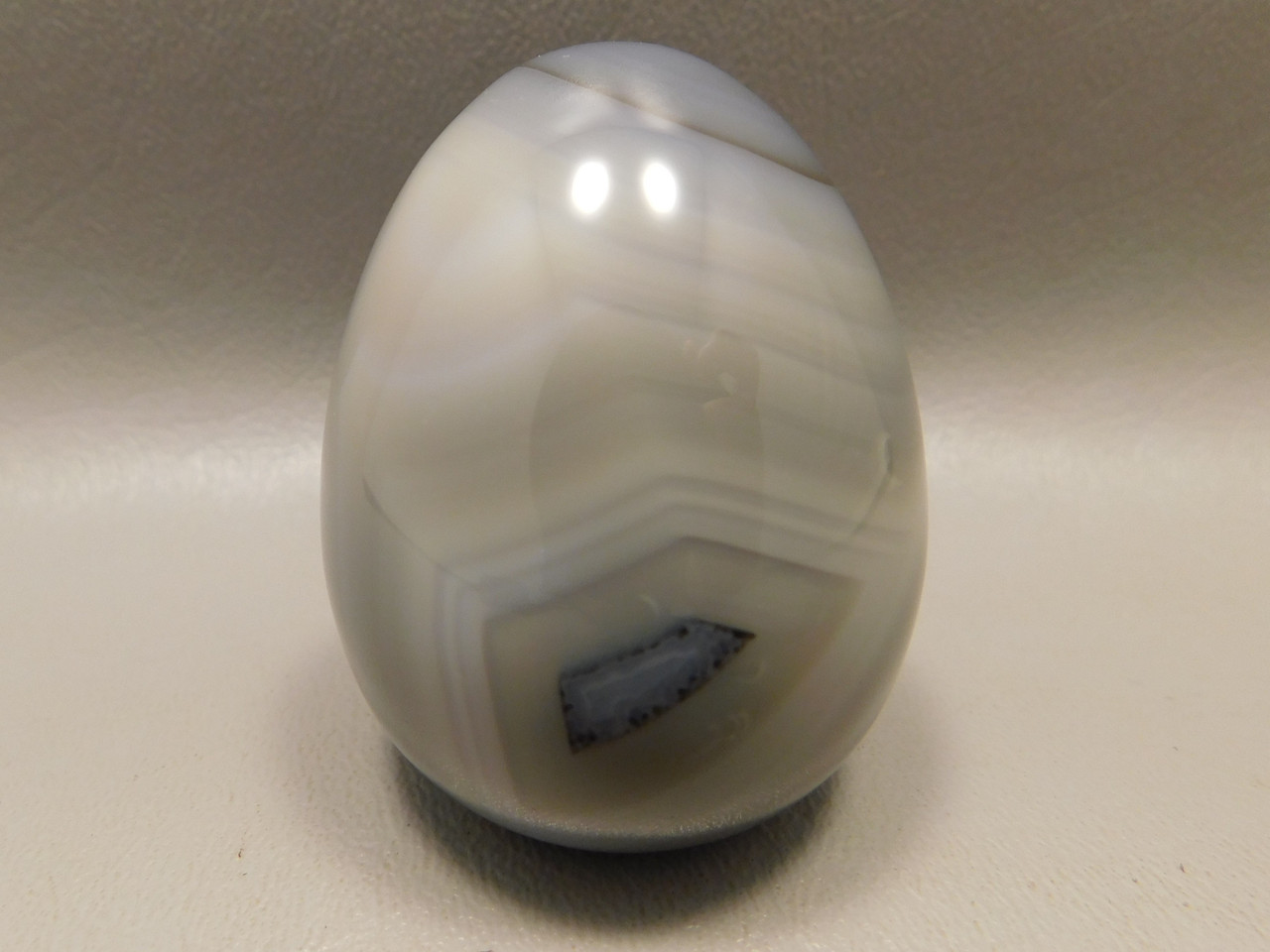 Agate Egg Shaped Stone Carving 2 inch Gray Rock Gemstone #O3