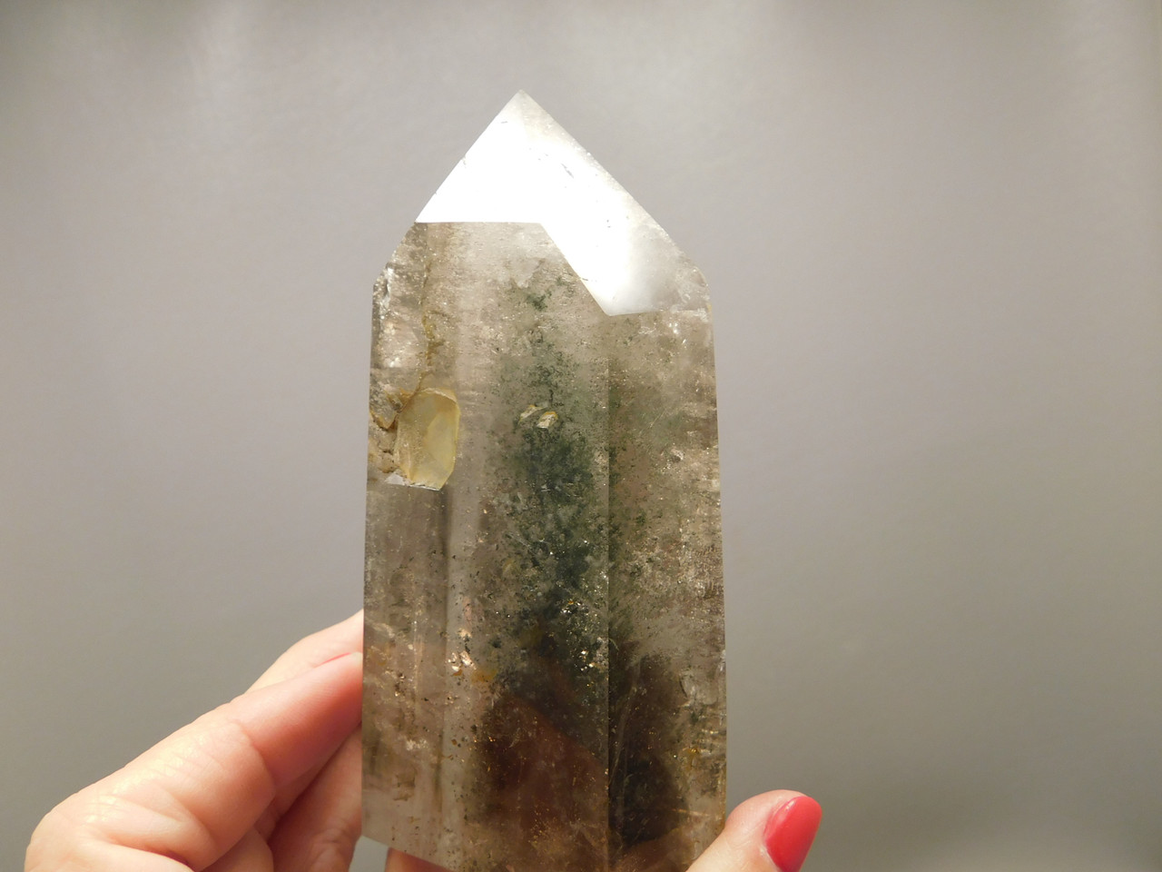 Phantom Smoky Quartz Crystal Large 4.4 inch Polished Point Tower #O2