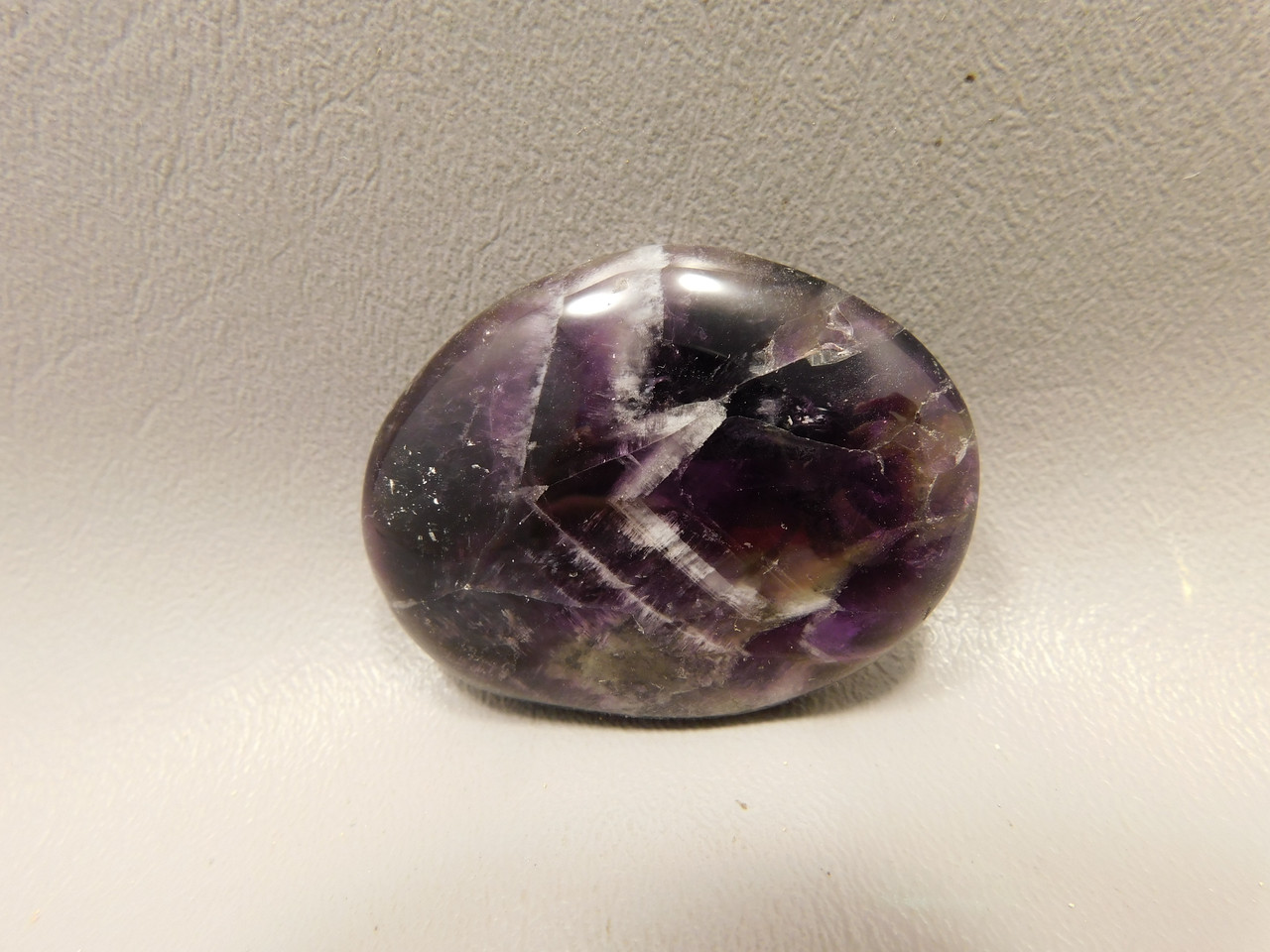Chevron Amethyst Polished Rock Palm Stone 2 inch Morocco #O3
