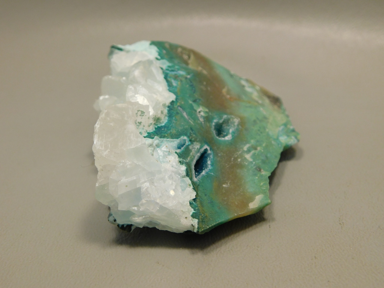 Calcite on Chrysocolla Natural Mineral Specimen Ray Mine Arizona #O2