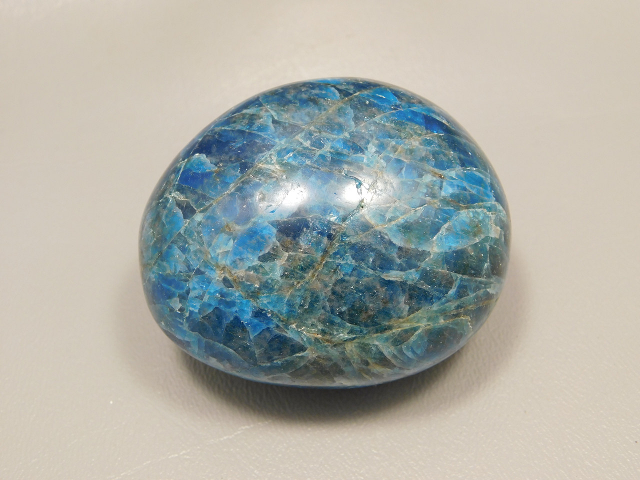 Apatite Palm Stone Worry Healing Polished Rock 2.4 inch Blue #O1