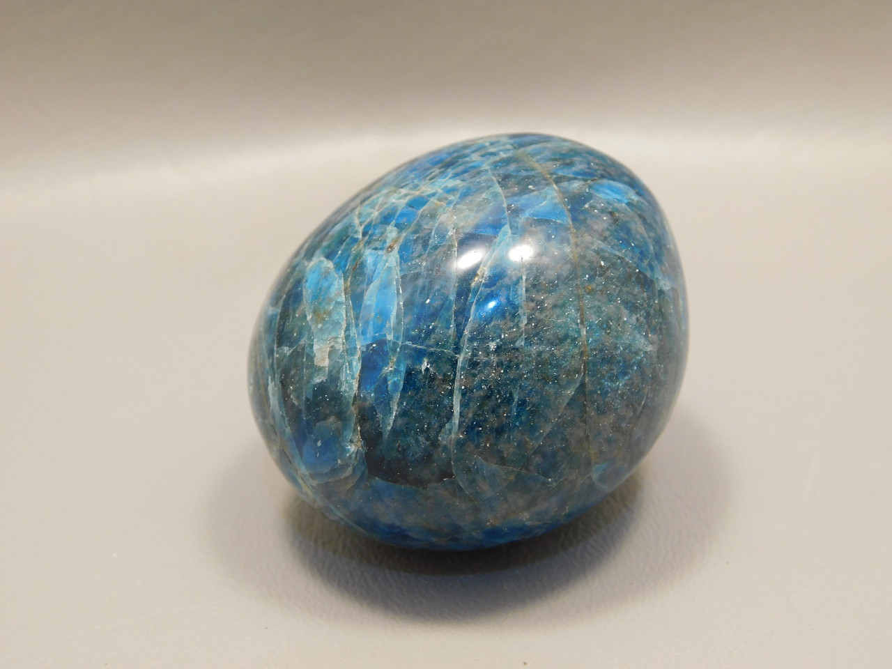 Apatite Palm Stone Worry Healing Polished Rock 2.4 inch Blue #O1