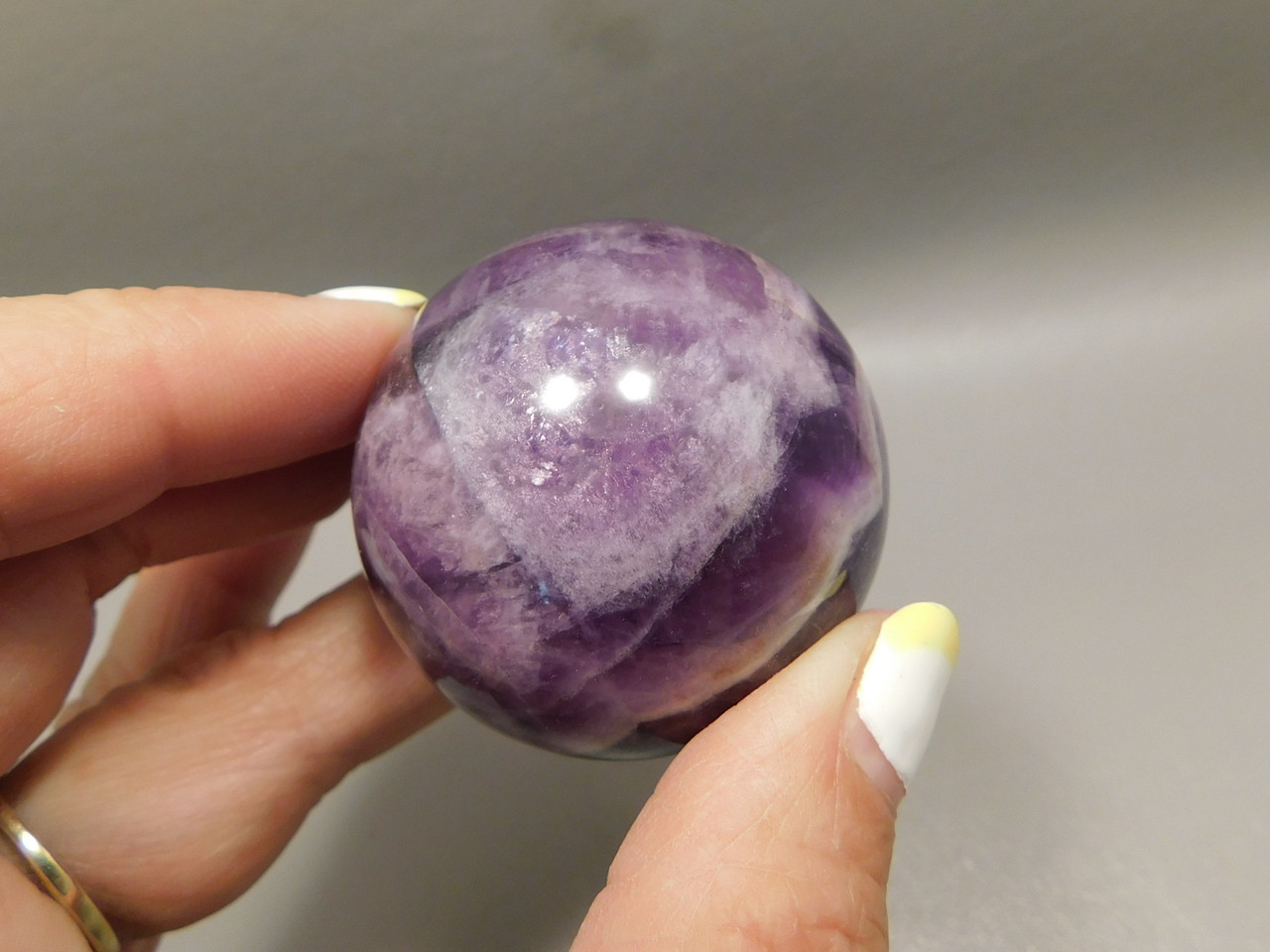 Chevron Amethyst Sphere 1.5 inch Purple Gemstone 40 mm #O4