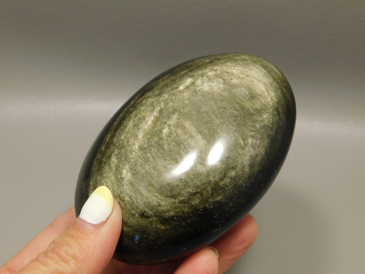 Gold Sheen Obsidian Polished Rock 3.5 inch Massage Palm Stone #0g3