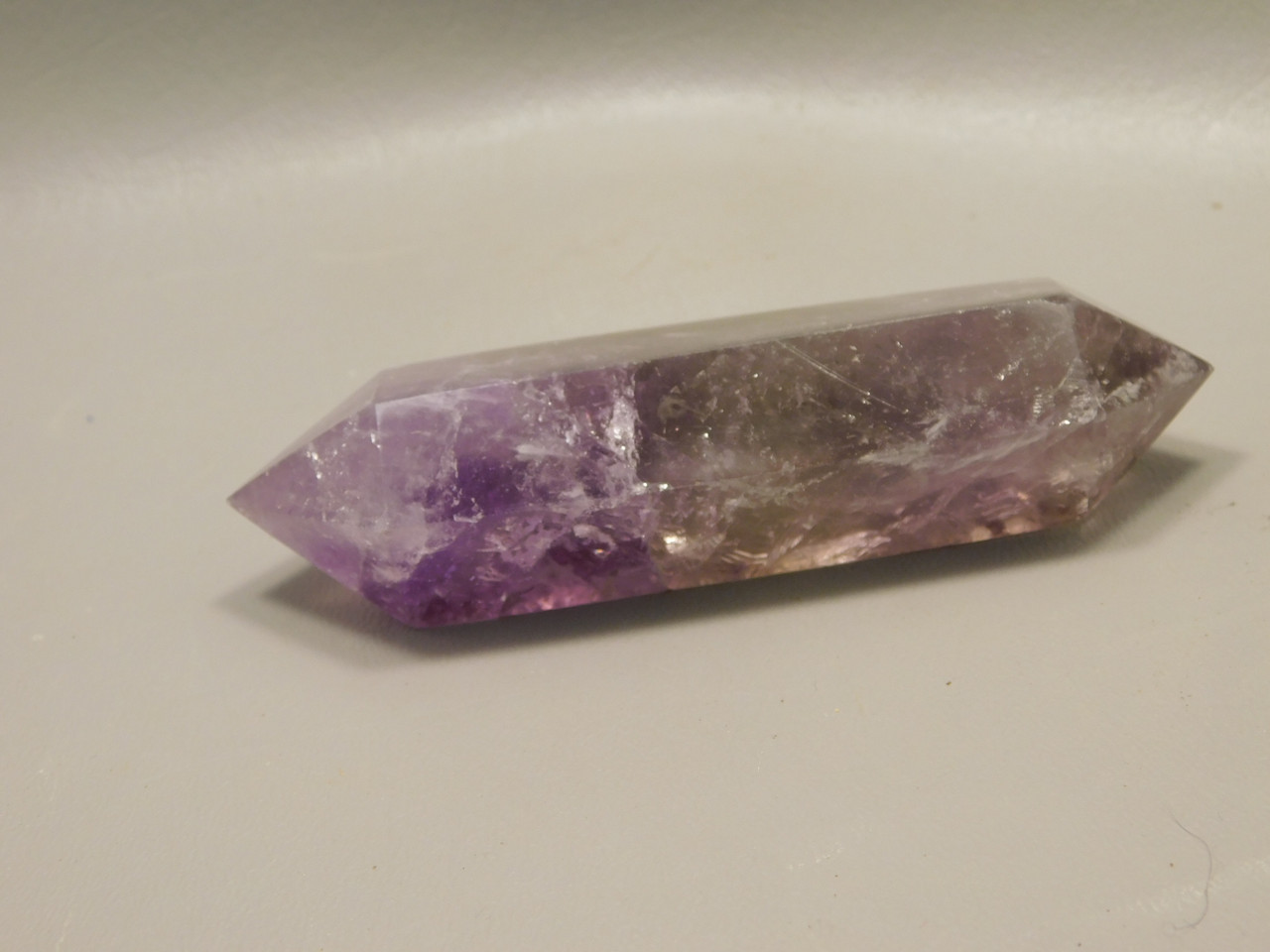 Amethyst and Smoky Quartz Crystal 4.1 inch Double Terminated Points #O8