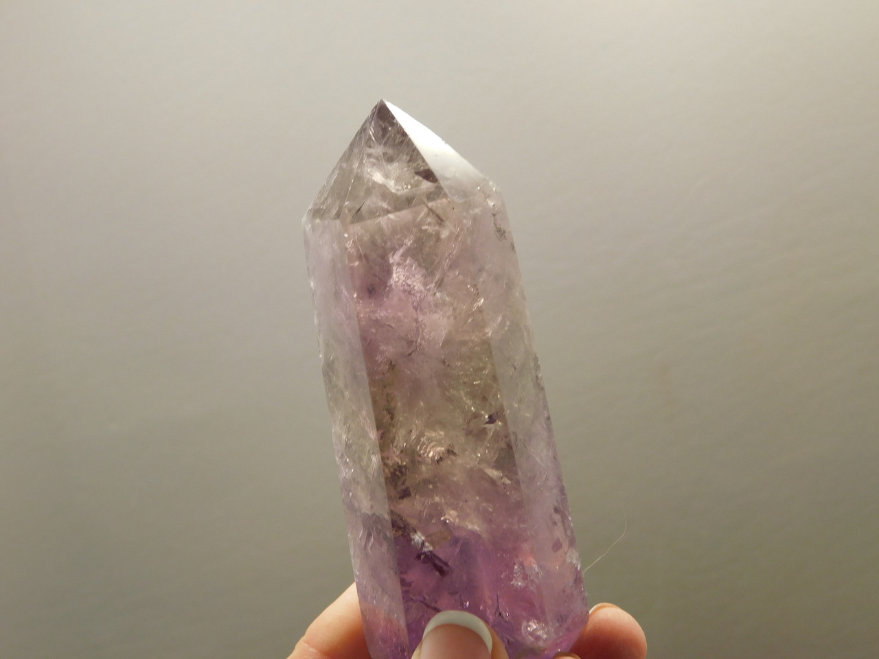 Amethyst and Smoky Quartz Crystal 4.1 inch Double Terminated Points #O8