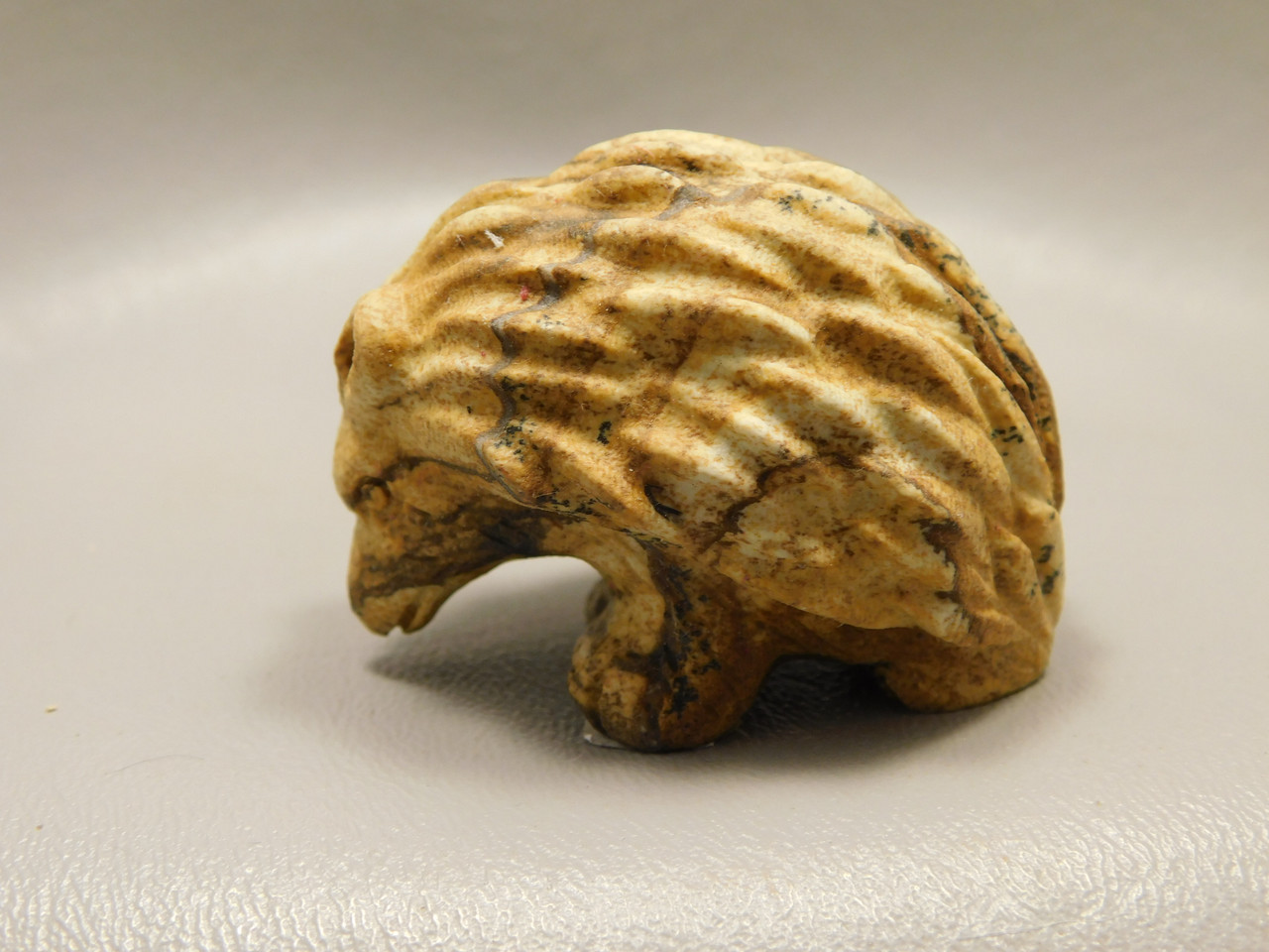 Hedgehog Figurine Kalahari Jasper Carved 2 inch Stone Animal #O2