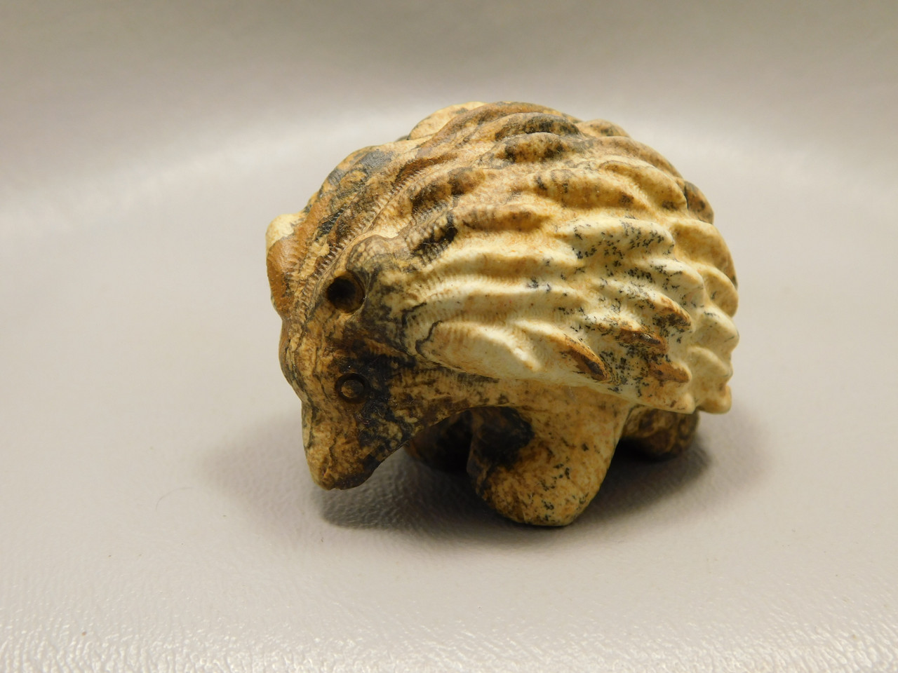 Hedgehog Figurine Kalahari Jasper Carved 2 inch Stone Animal #O4