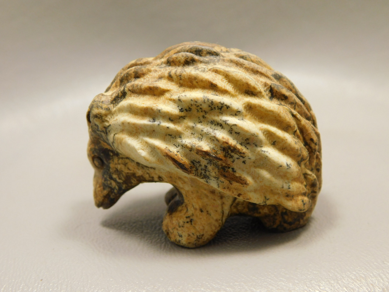 Hedgehog Figurine Kalahari Jasper Carved 2 inch Stone Animal #O4