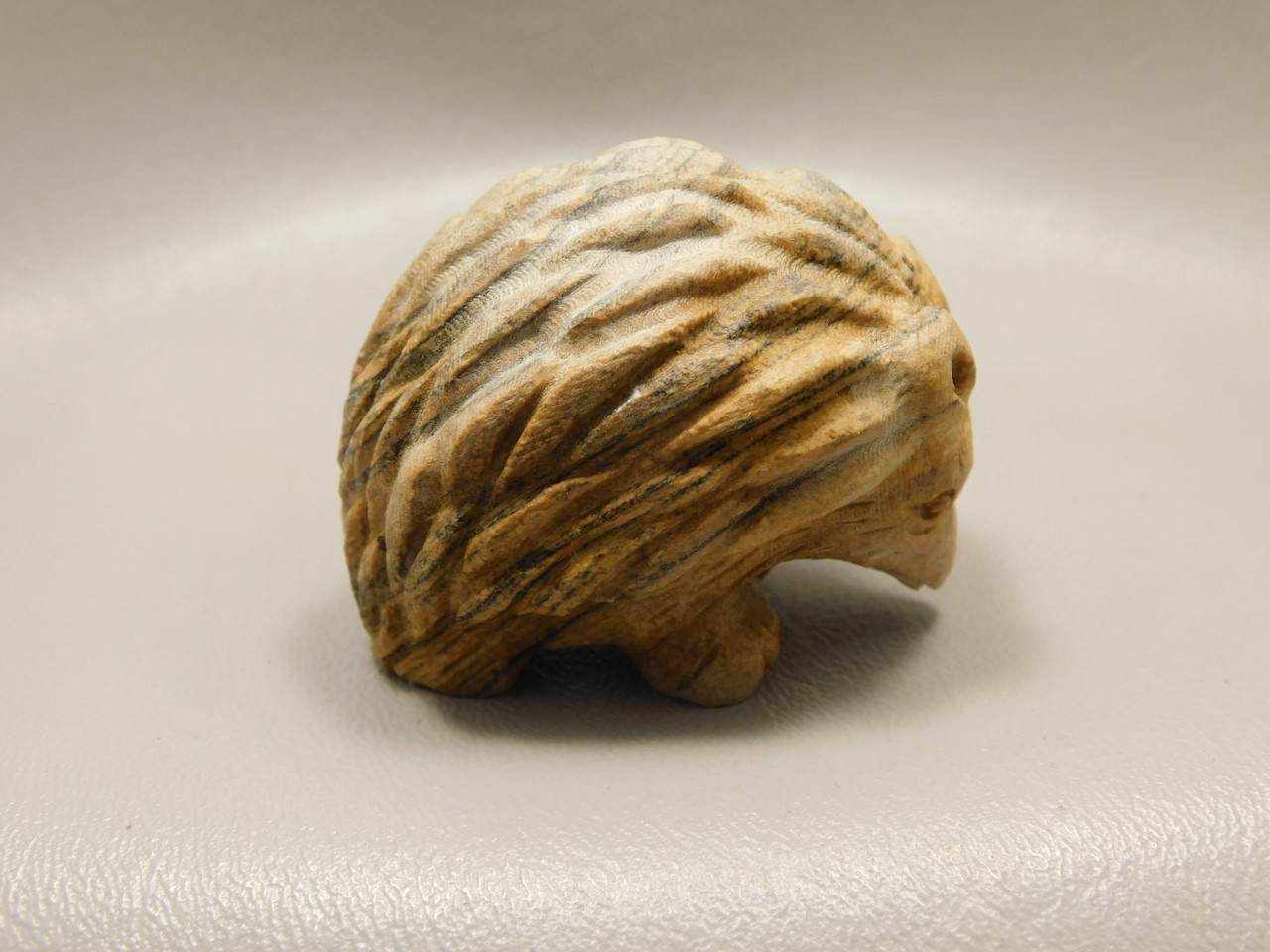 Hedgehog Figurine Kalahari Jasper Carved 2 inch Stone Animal #O6