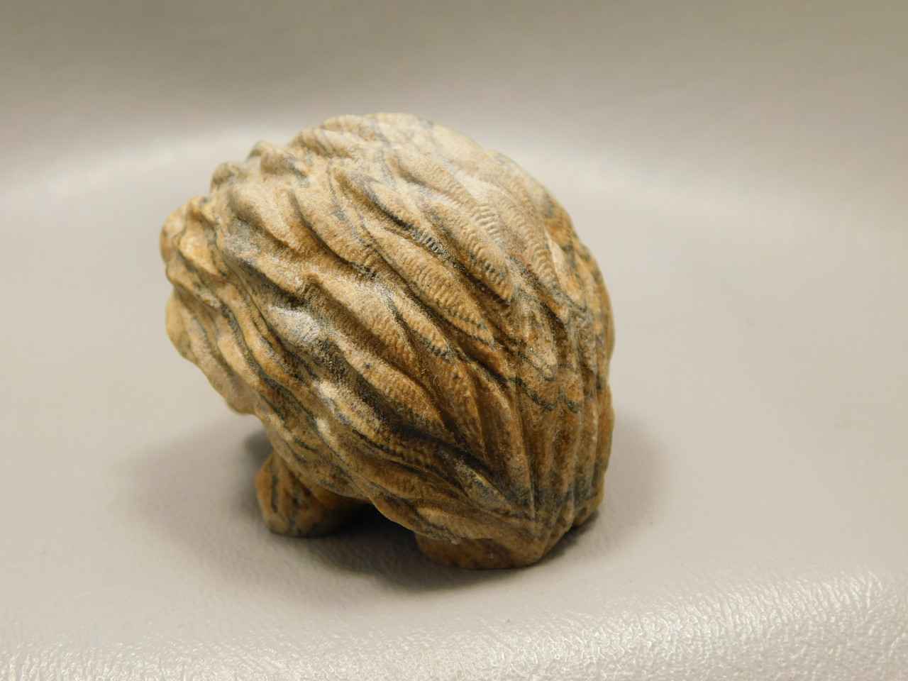 Hedgehog Figurine Kalahari Jasper Carved 2 inch Stone Animal #O6