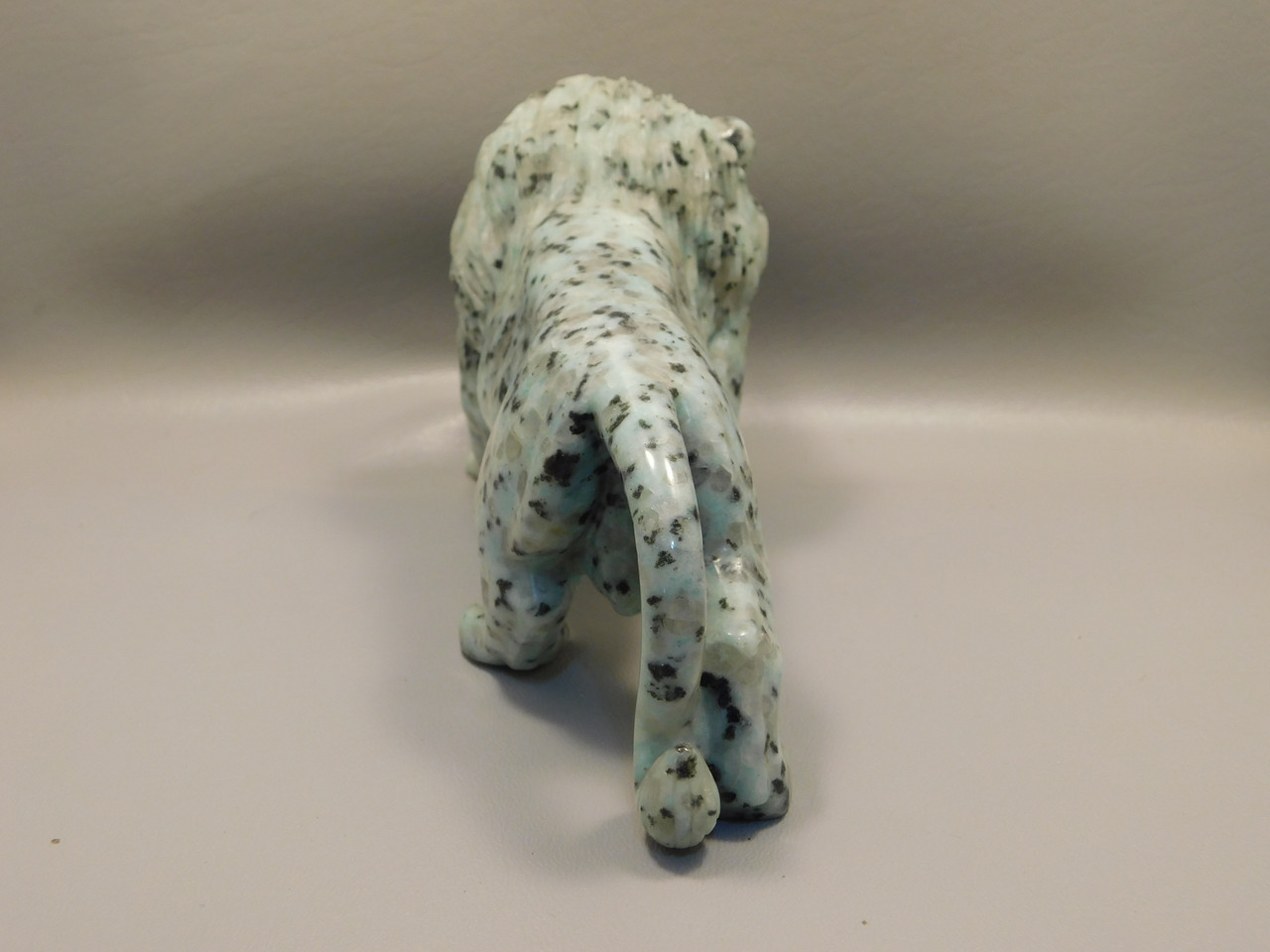 Lion Carving Sesame Jasper 4 inch Kiwi Jasper Gemstone Animal Figurine #e393