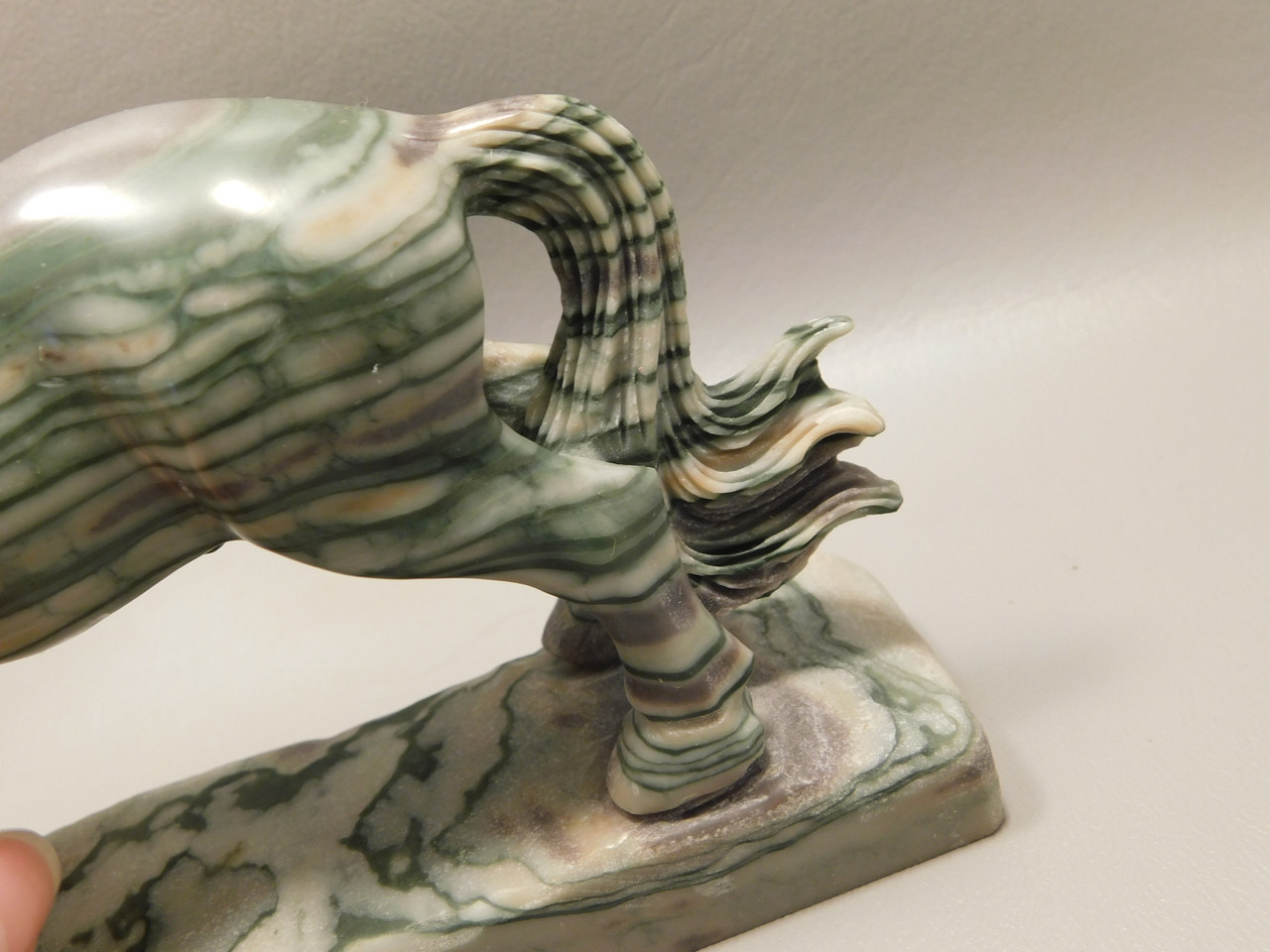 Horse Figurine Banded Marble Zebra Stone Carving Polished Rock #E323