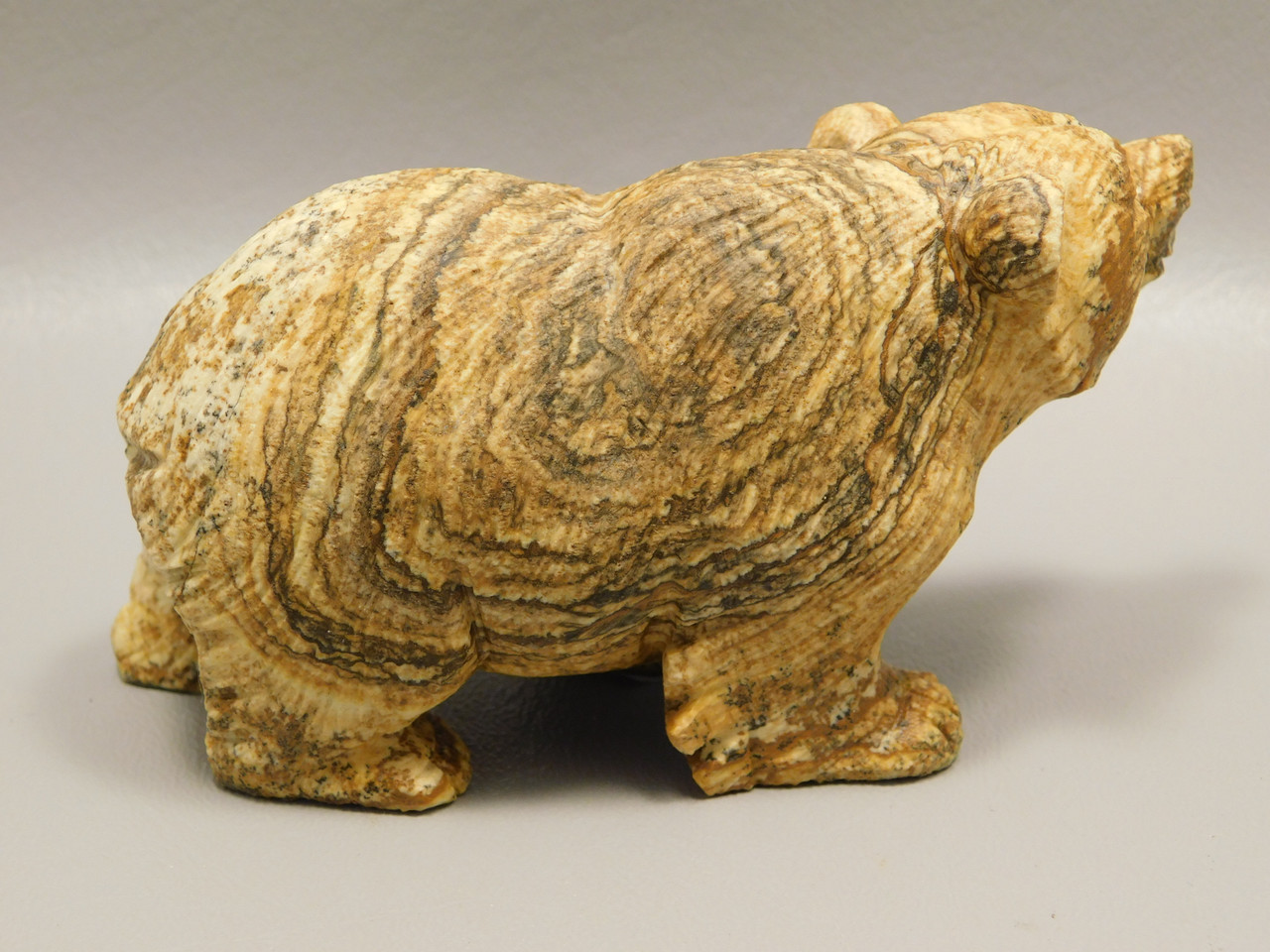 Bear Figurine Brown Stone Animal Carving Kalahari Jasper 4 inch #O48