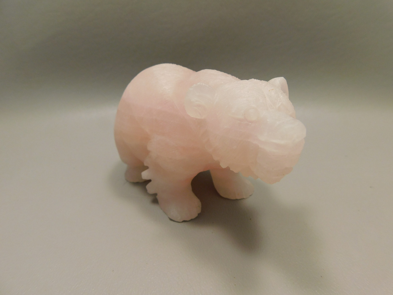 Bear Figurine Gemstone Animal Carving Rose Quartz 4 inch #O63