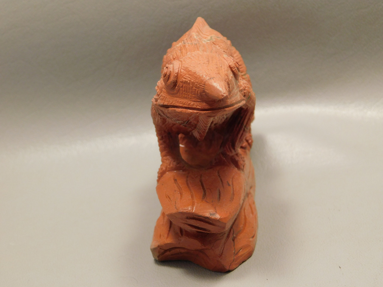 Lizard Figurine Red Jasper Collectible Chameleon Animal Carving #O209
