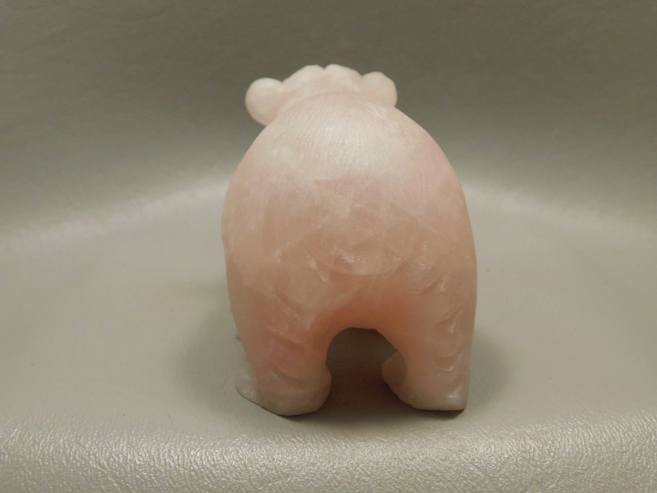 Bear Figurine Gemstone Animal Carving Rose Quartz 3.75 inch #O65