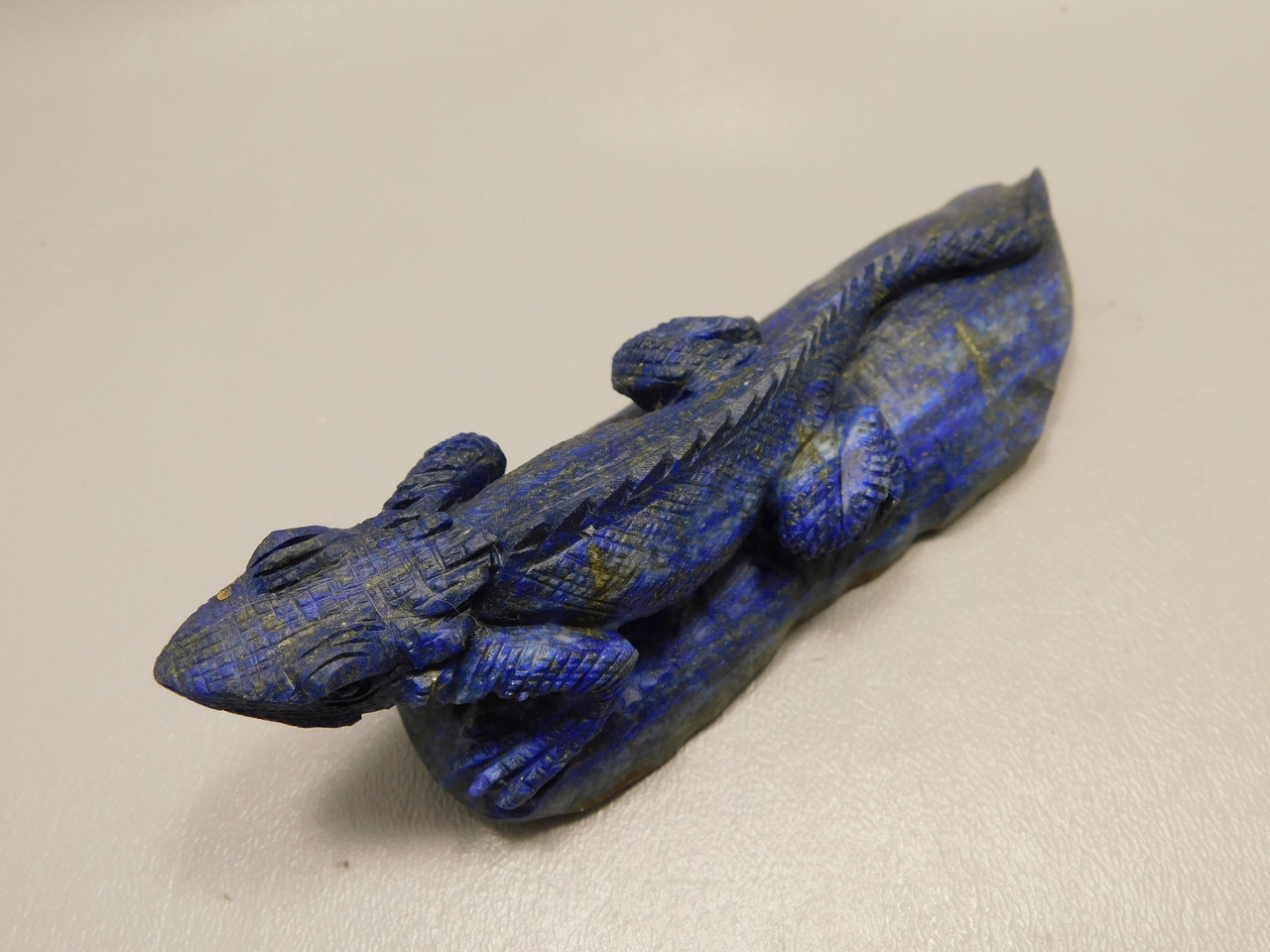 Lizard Figurine Blue Lapis Collectible Gemstone Animal Carving #O279