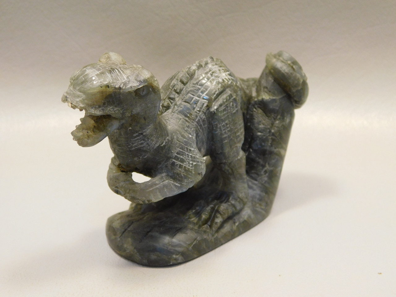 Dinosaur Carving Figurine Labradorite 4 inch Carved Tyrannosaurus Rex #e126