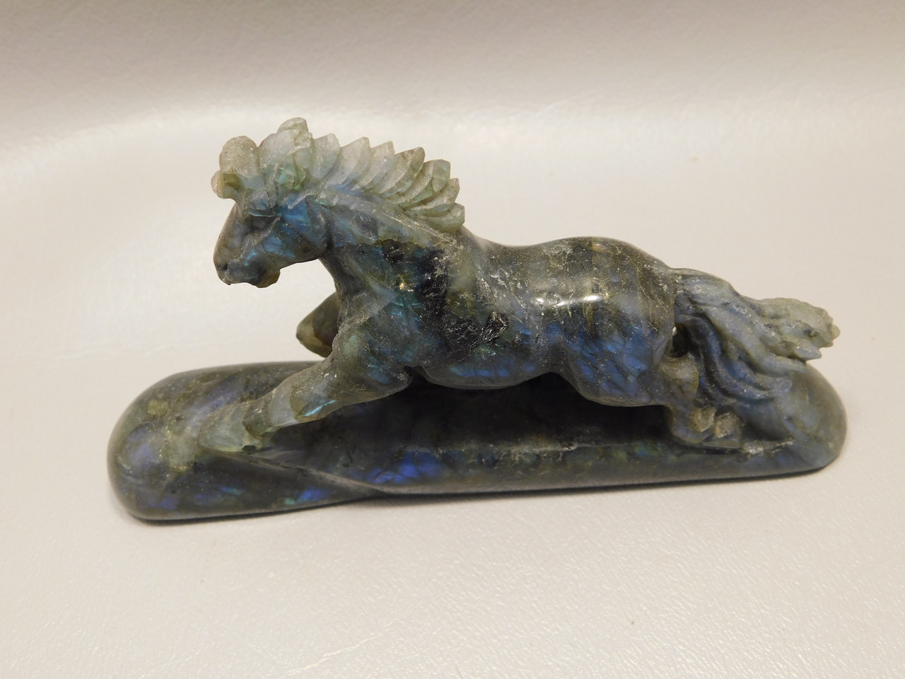 Horse Figurine Labradorite Gemstone Animal Stone Carving #O316