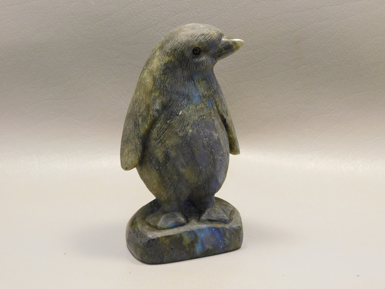 Penguin Figurine Labradorite 4 inch Gemstone Animal Carving #O80