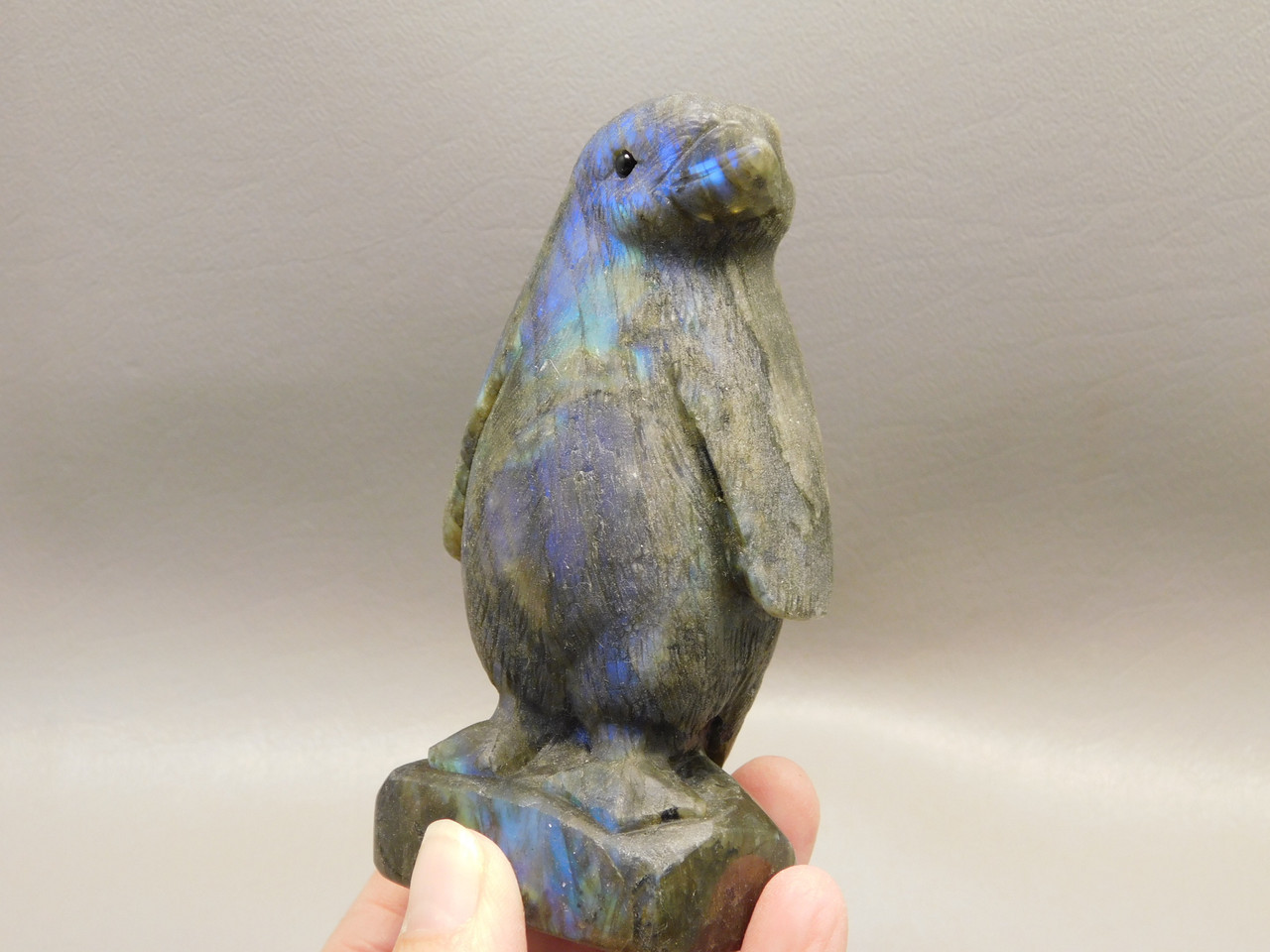 Penguin Figurine Labradorite 4 inch Gemstone Animal Carving #O80