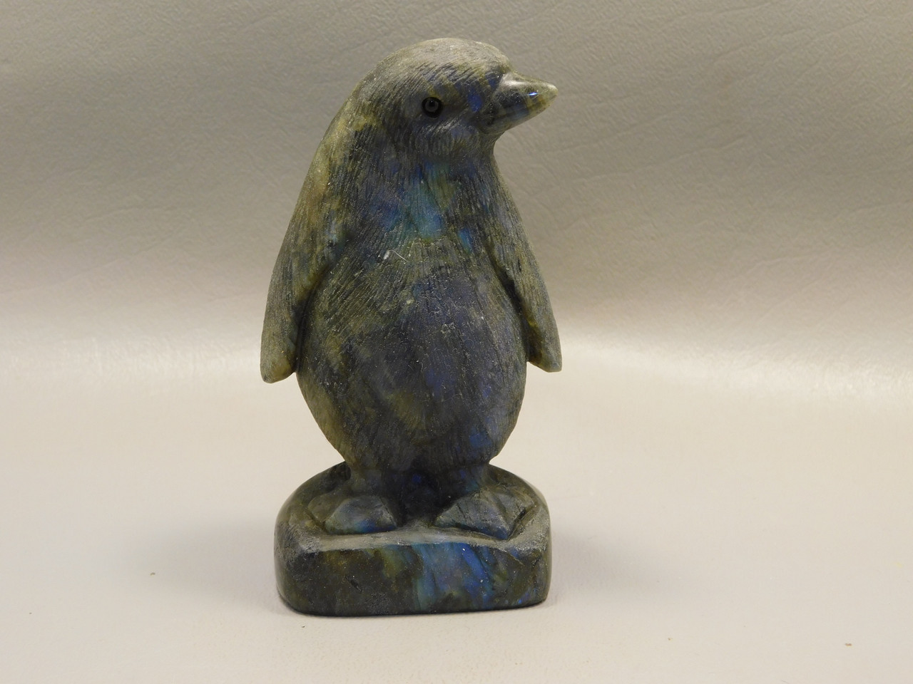 Penguin Figurine Labradorite 4 inch Gemstone Animal Carving #O80