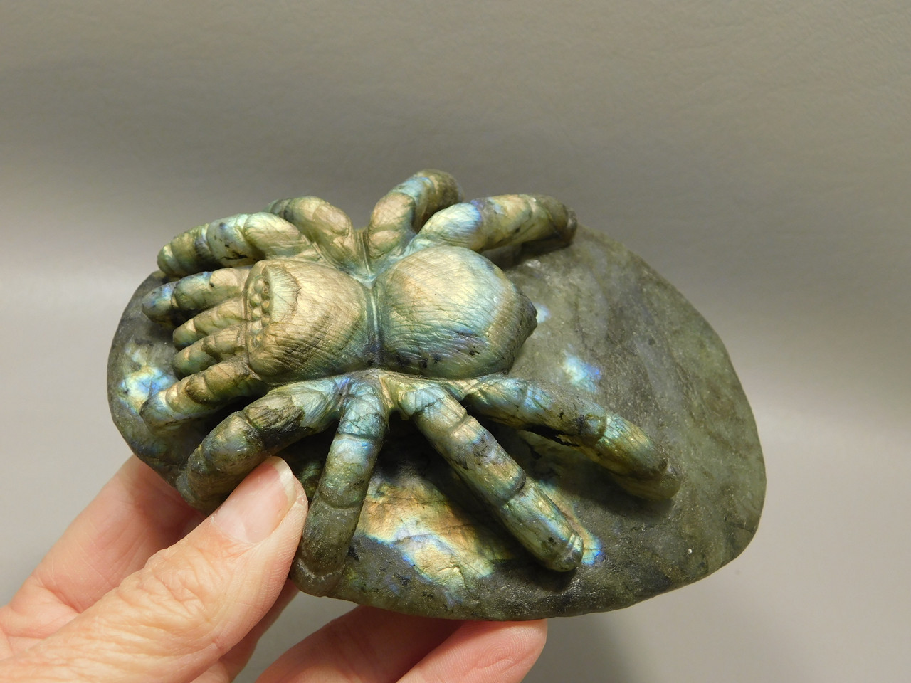 Spider Tarantula Figurine Labradorite Gemstone 4.8 inch Carving #O211