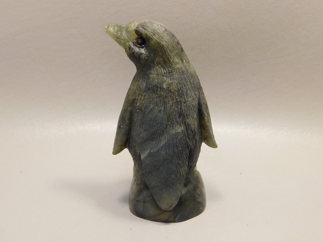 Penguin Figurine Labradorite 3.35 inch Gemstone Animal Carving #O2