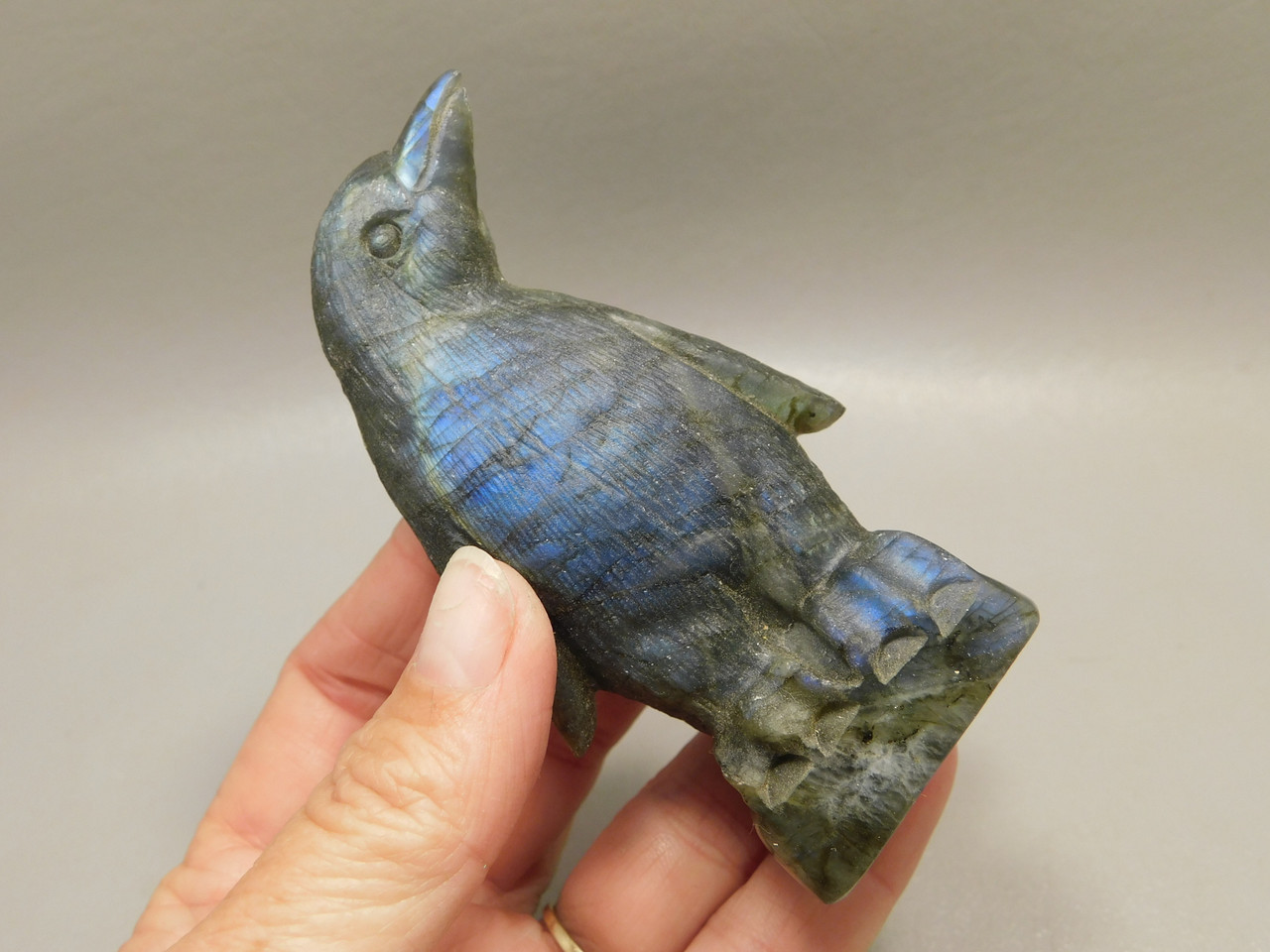 Penguin Figurine Labradorite 3.35 inch Gemstone Animal Carving #O2