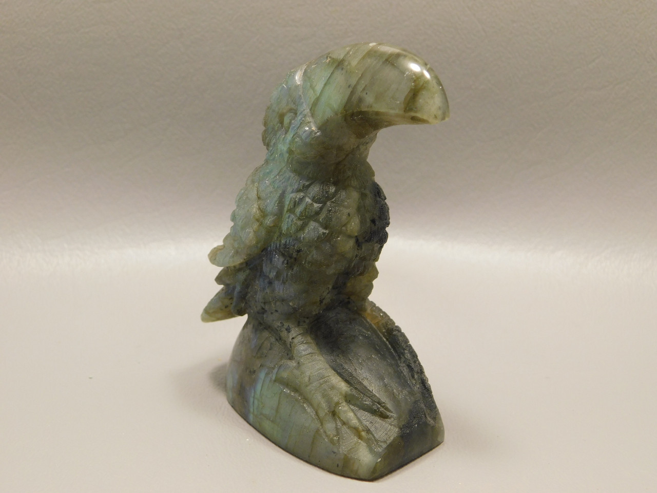 Toucan Bird Figurine Labradorite Animal Carved Stone Totem #O358