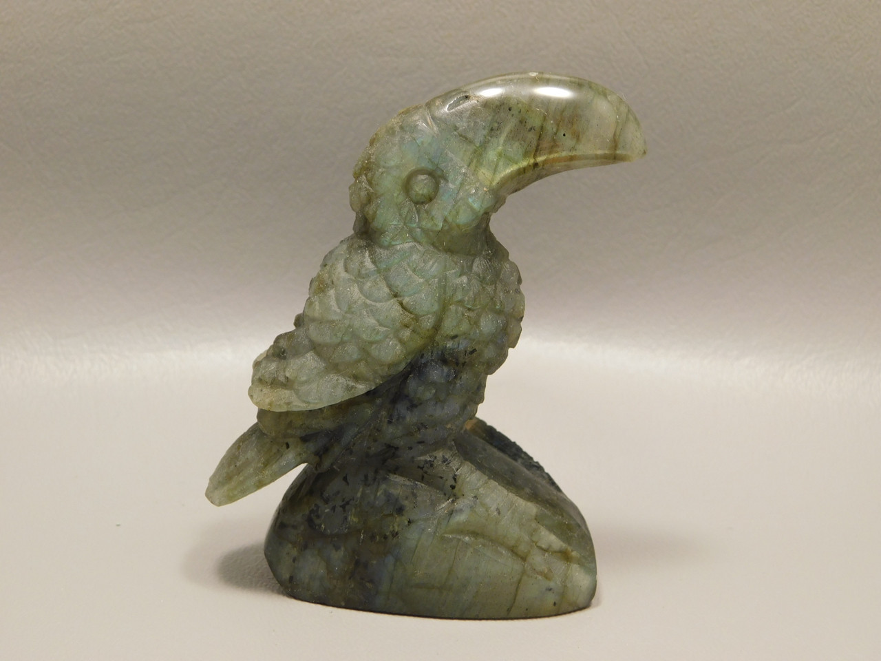 Toucan Bird Figurine Labradorite Animal Carved Stone Totem #O358