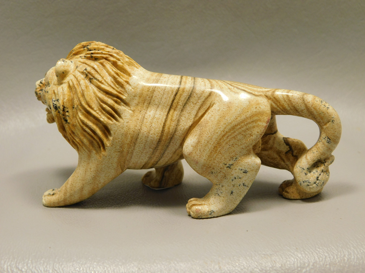 Lion Figurine Carving Kalahari Jasper 4 Inch Stone Animal #O3