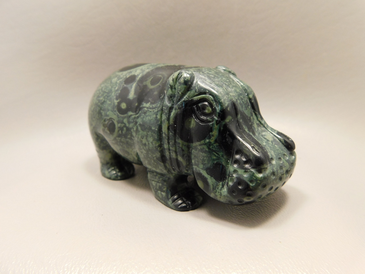 Hippopotamus Stone Figurine Kabamba Jasper Animal Carving #O14