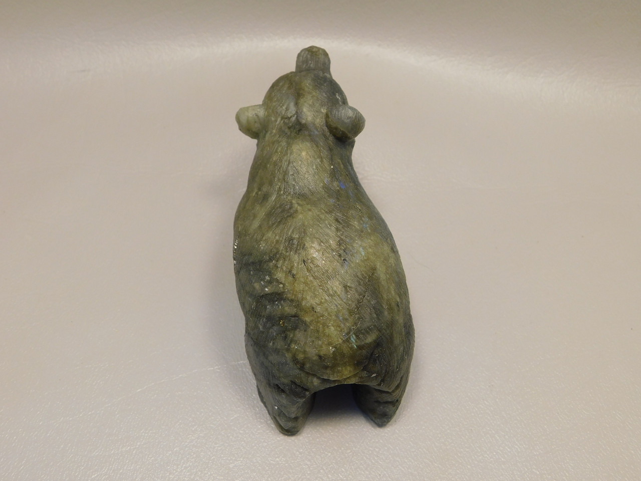 Bear Figurine Labradorite 3.6 inch Animal Fetish Stone Carving #O58