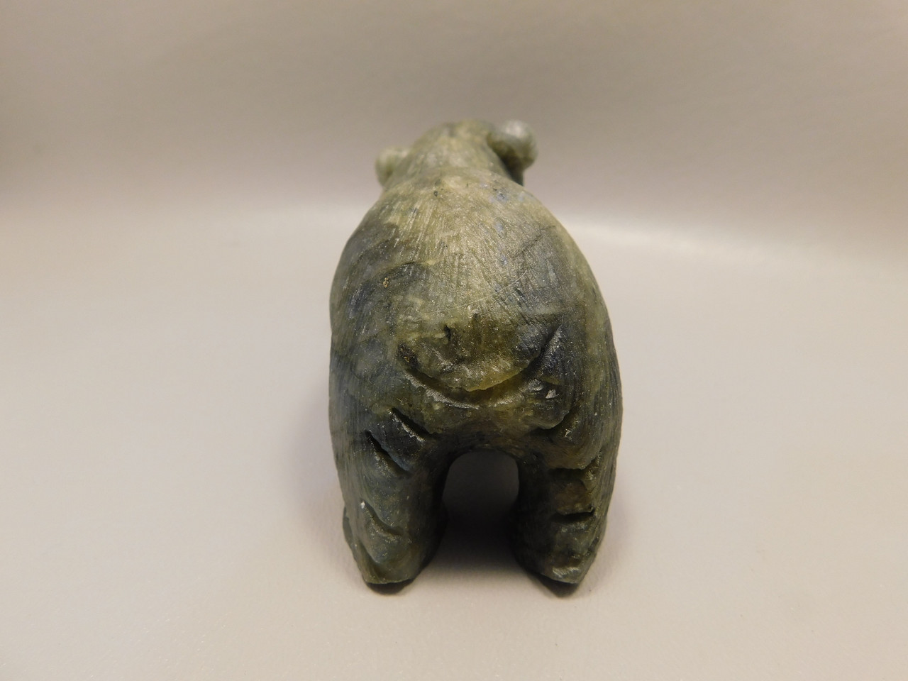 Bear Figurine Labradorite 3.6 inch Animal Fetish Stone Carving #O58
