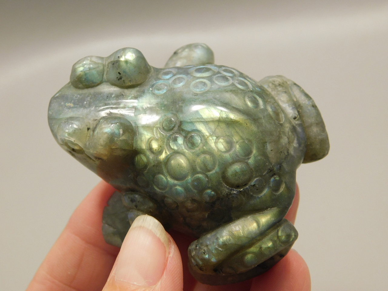 Toad or Frog Fetish Labradorite Carved 2.25 inch Stone Animal #O119