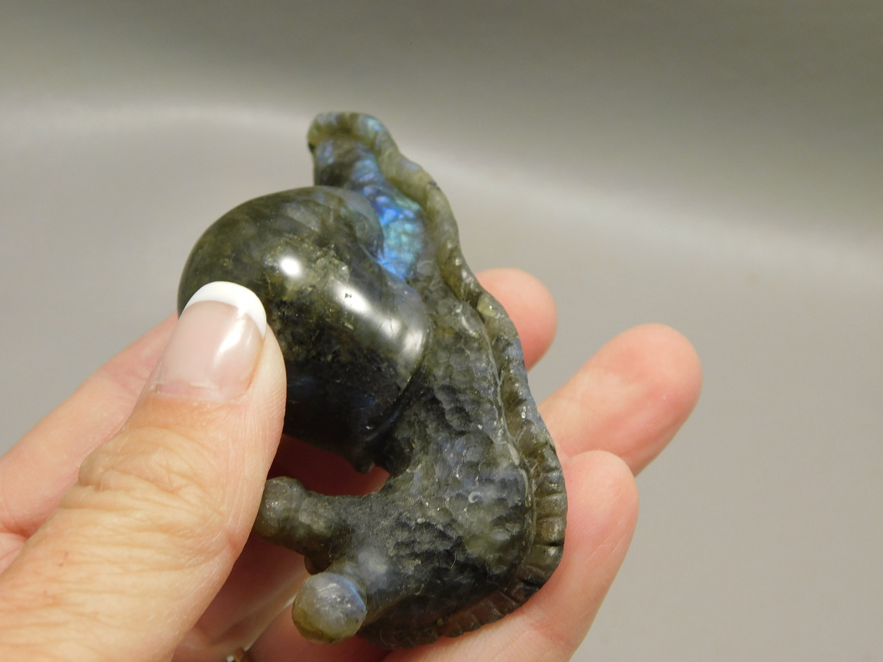 Snail Figurine Labradorite Carved Slug Gemstone Fetish #O291