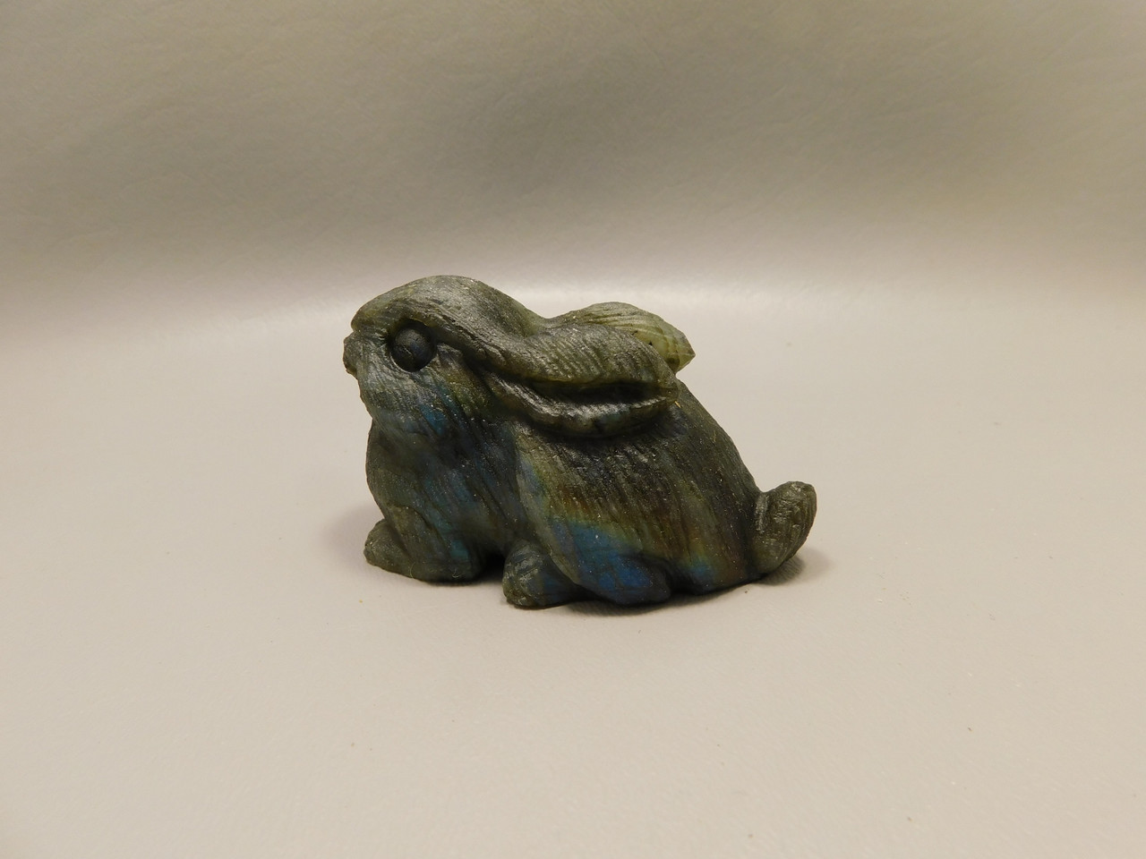 Rabbit Figurine Labradorite 2.8 inch Gemstone Animal Carving #O245