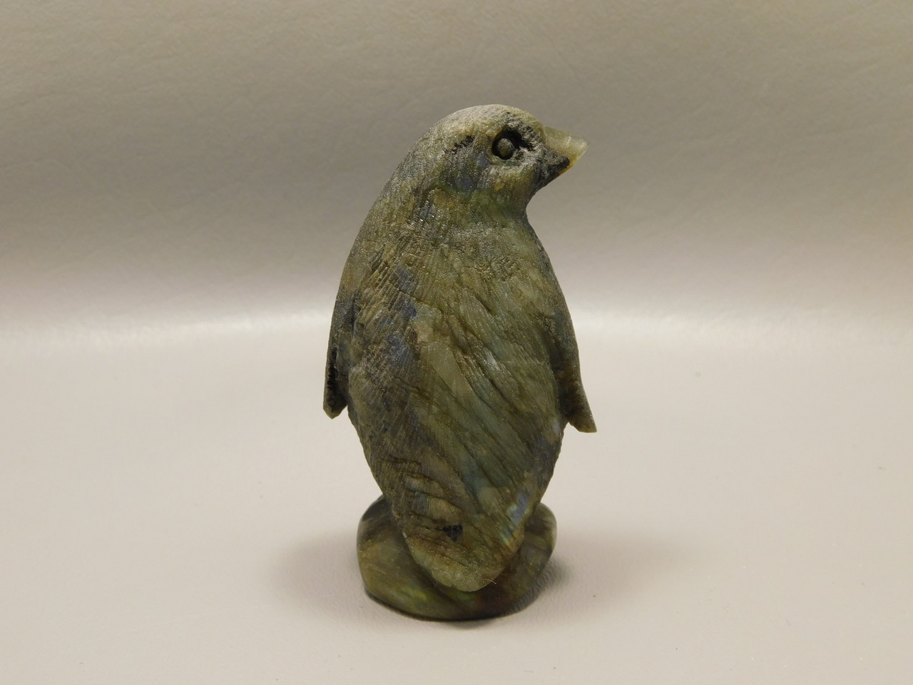 Penguin Figurine Labradorite 3.25 inch Gemstone Animal Carving #O4