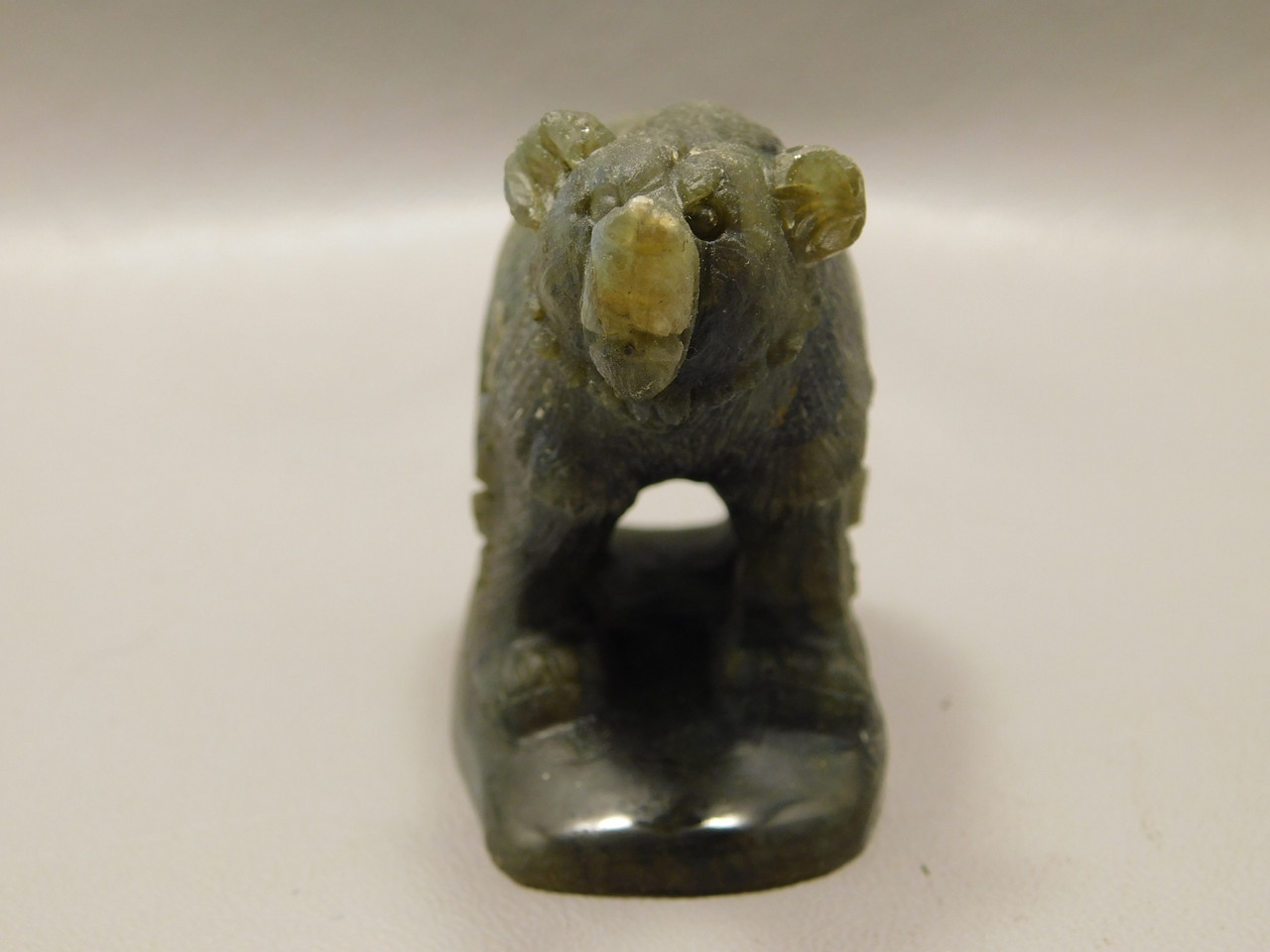 Bear Fetish Labradorite Polished Stone Carving Figurine #O40