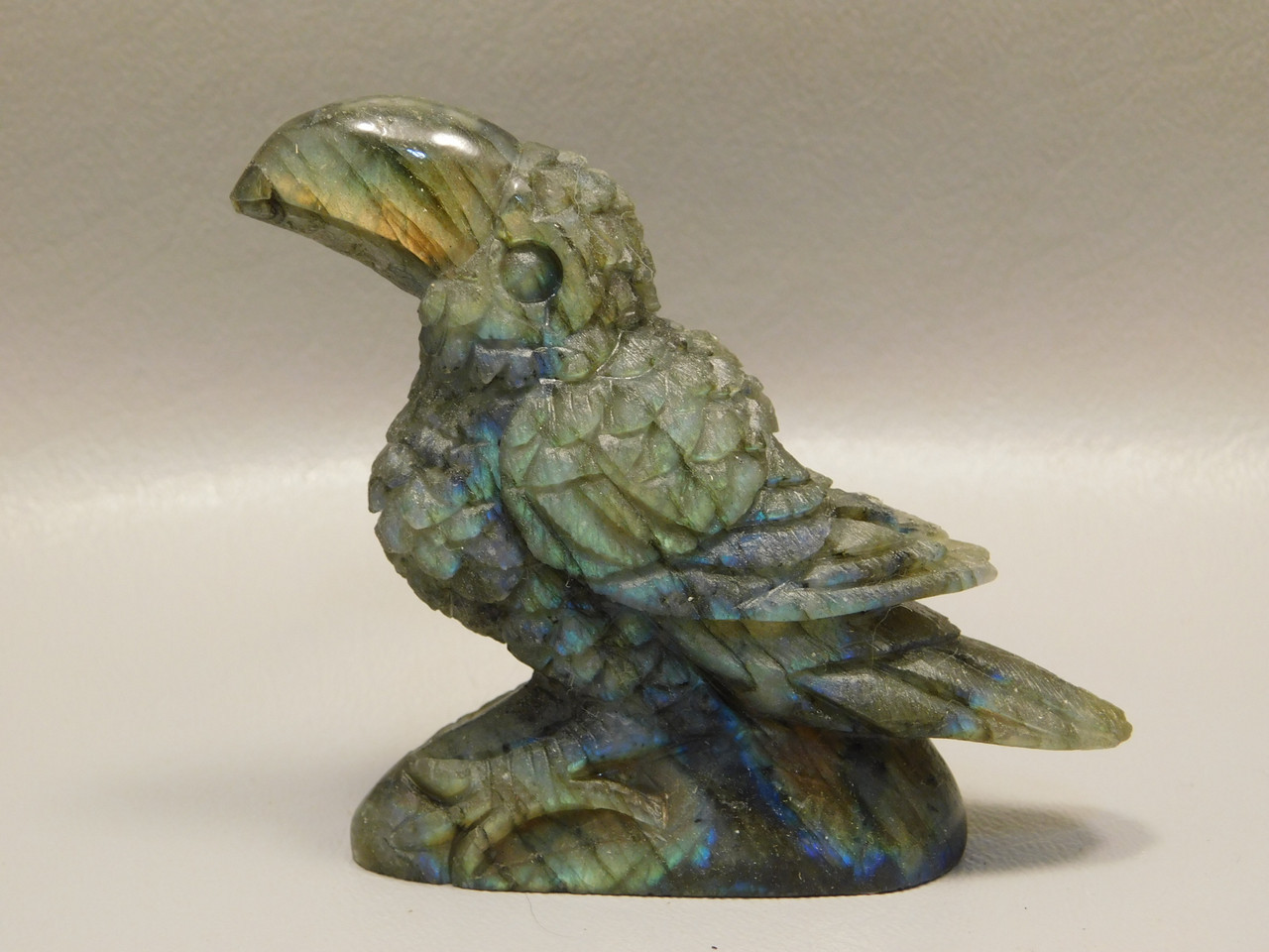 Toucan Bird Figurine Labradorite Polished Rock Healing Stone #O2